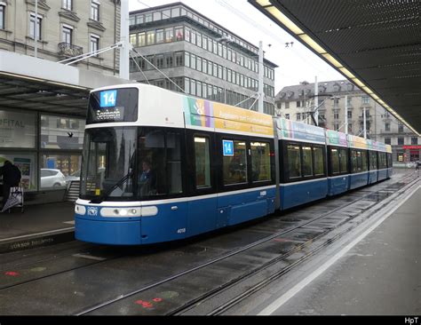 VBZ Tram Be 6 8 4018 Unterwegs Auf Der Linie 14 Am 15 01 2023