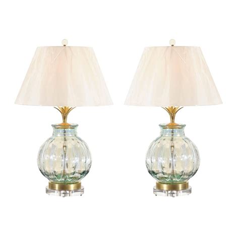 Exceptional Pair Of Italian Granite Style Blown Glass Vases As Custom