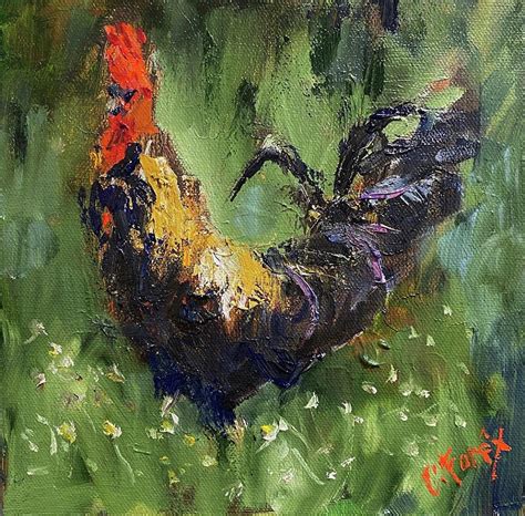 Rooster In Grass Painting By Carole Foret Fine Art America