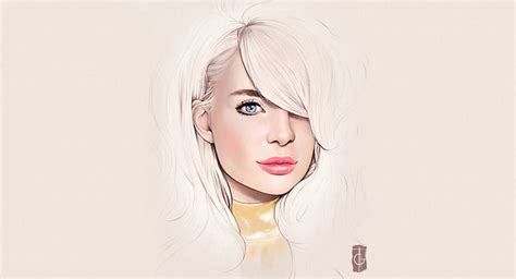 Girl Minimalism Blonde Lips Eyes Background Art Beautiful Sexy