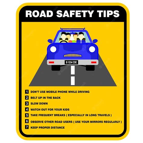 Premium Vector Road Safety Tips Sign Or Poster Vector