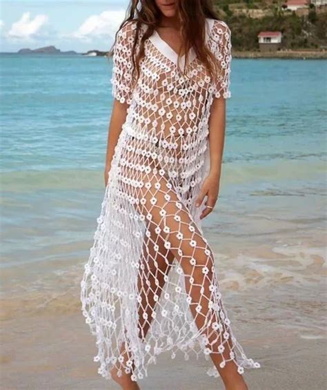 Boho Bikini Cover Up Dress Bell Sleeve Crochet Tunic Sexy Hippie Gipsy