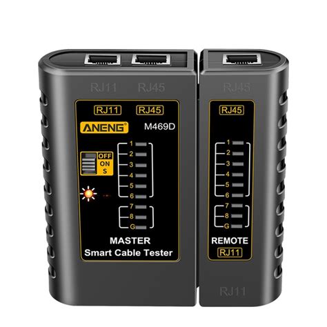 Характеристики M469D RJ45 кабельный тестер LAN сетевой RJ11 RJ12 CAT5 ...