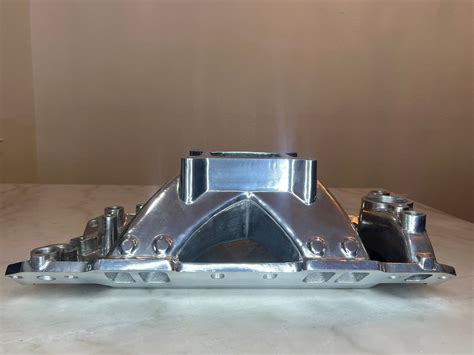 Polished Aluminum Intake Manifold 1955 1995 Sbc 262 400 Hi Rise Singl Certified Automotive