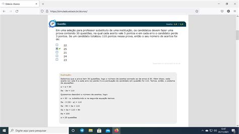 Em Uma Seleção Para Professor Substituto - Em uma seleção para professor substituto de uma instituição, os ...