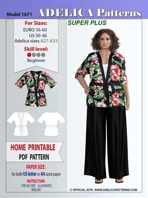 Adelica Pattern Super Plus Size Bathrobe Sewing Pattern Pdf