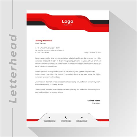 Business Letterhead With Wavy Red And Black Banner 1105290 Vector Art