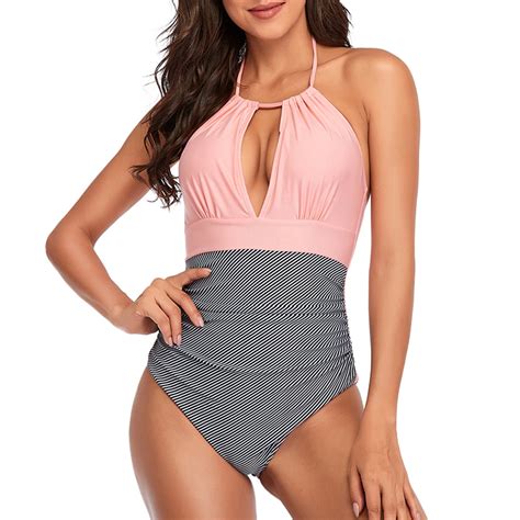 Tponi Sexy Swimsuits For Women One Piece Elastic Pink Clear Strap Bikini S Walmart