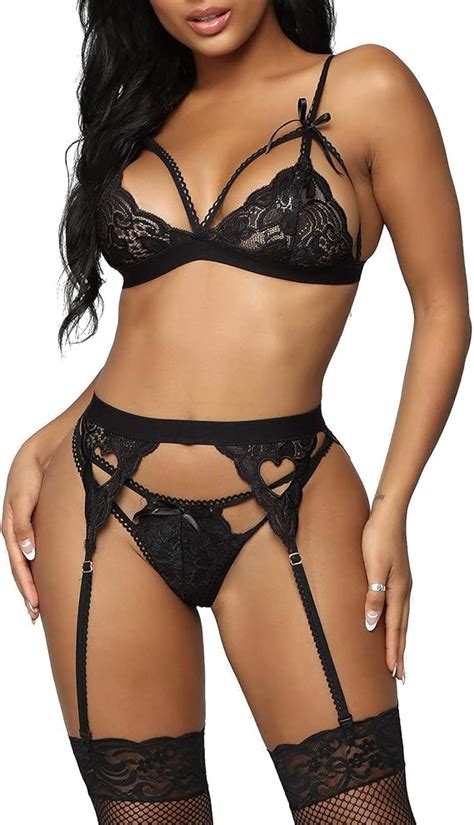 Rslove Women Lace Garter Lingerie Set Amazon Co Uk Fashion