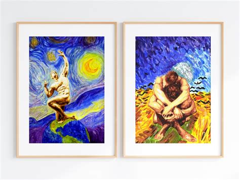 Set Of Male Nude In Van Gogh Style Erotica Poster Watercolor Paintings For Sale Online Nude