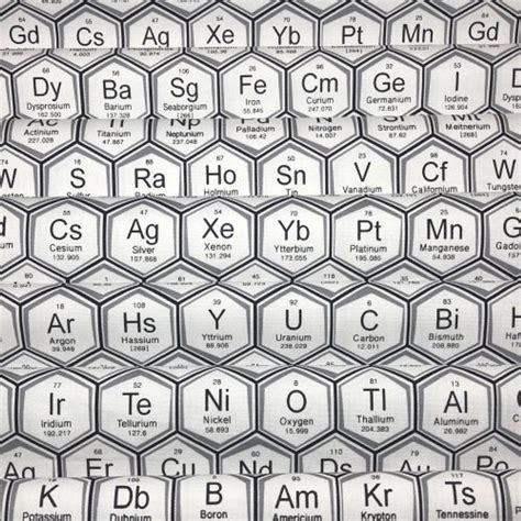 Robert Kaufman Science Fair Periodic Table Monochrome Hexagons