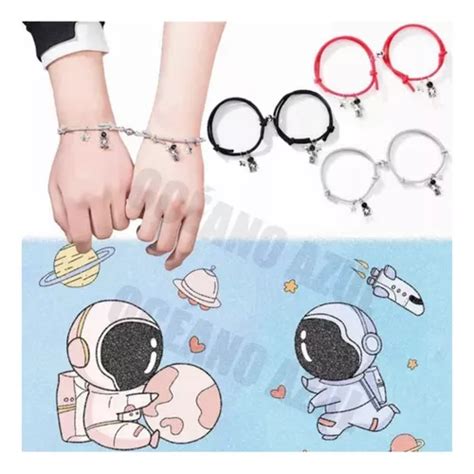 Set De Pulsera Pareja Iman Astronauta Regalo Amor Eterno