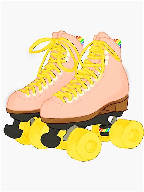 Pink Roller Skates Sticker For Sale By Ruthanneart Redbubble