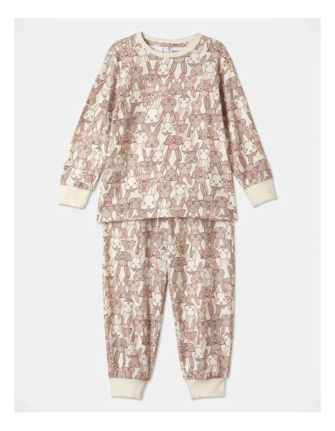 Pj Club Bunny Pyjama Set In Cream Myer