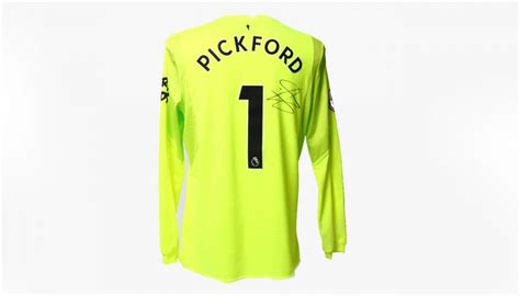 Worn Poppy Away Game Shirt Signed By Everton Fcs Jordan Pickford