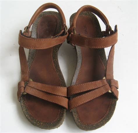 TEVA CABRILLO SANDALS BROWN LEATHER WEDGE SANDALS WOMENS SIZE 10