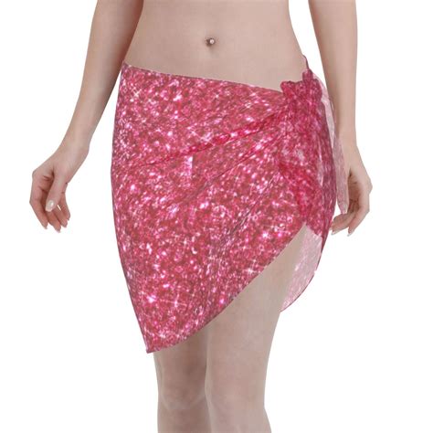 Ocsxa Pink Glitter Print Sarong Coverups For Women Bathing Suit Wrap Swimsuit Skirt Beach Bikini