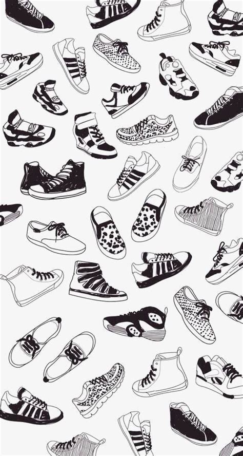 Sneaker Shoe Seamless Pattern Canvas Doodle Vector Isolated Wallpaper ...