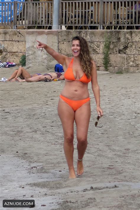 Imogen Thomas Sexy In Orange Bikini On The Beach In Mallorca AZNude