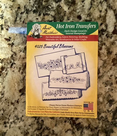 Vintage Aunt Martha S Hot Iron Transfer Pattern Beautiful Blossoms Embroidery Uncut