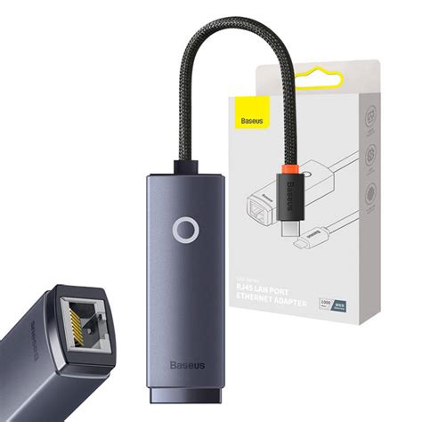 Adapter Sieciowy Baseus Lite Series USB C Do RJ45 Szary Oficjalny