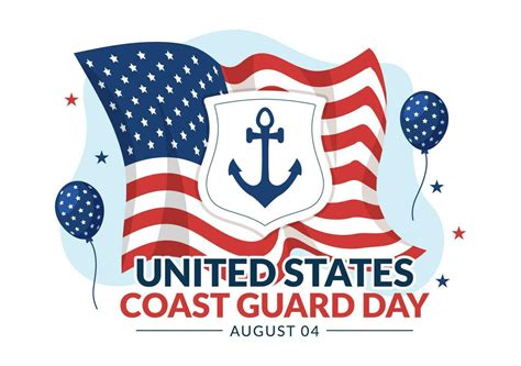 United States Coast Guard Day Vector Illustration On August With