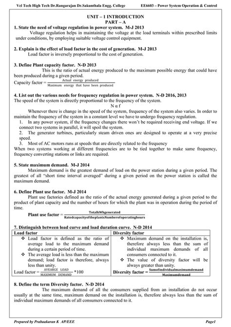 EE6603 Power System Operation Control PDF