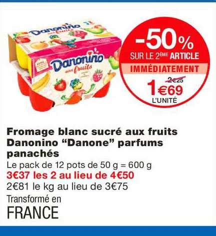 Promo Fromage Blanc Sucr Aux Fruits Danonino Danone Parfums Panach