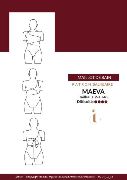 Patron de maillot de bain pièce MAEVA Idonim Lingerie