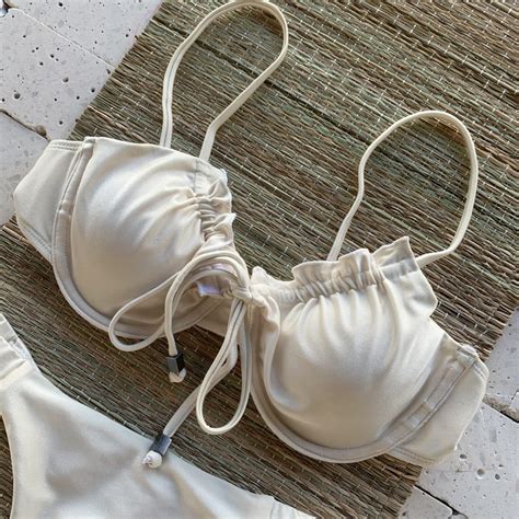 Biquini Meia Ta A Amarra O No Decote Nude Dondoca Moda Feminina