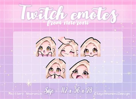 Set Cute Chibi Girl Emote Blonde Hair Brown Eyes Twitch Etsy Australia
