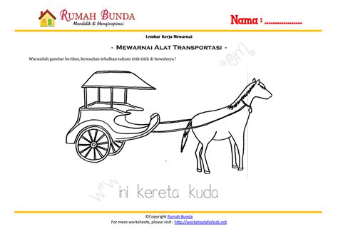 Mewarnai Alat Transportasi 1 ©copyright Rumah Bunda Lembar Kerja