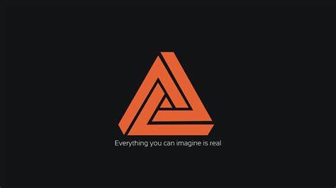 Orange triangle logo, iATKOS, minimalism, triangle, typography HD ...