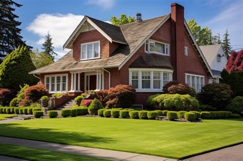 Premium Photo | Victorian style brick family house exterior with roof ...