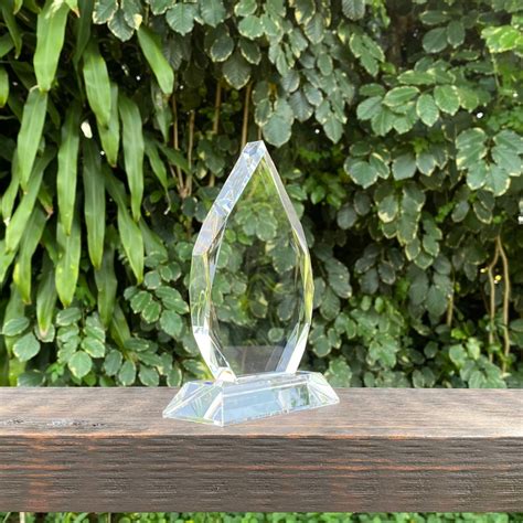 Etched Crystal Award Pointed Etched Award Teardrop Engraved | Etsy