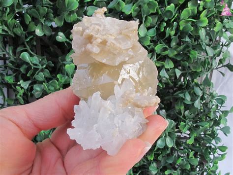 Amazing Quartz Crystal Cluster With Yellow Calcite Etsy