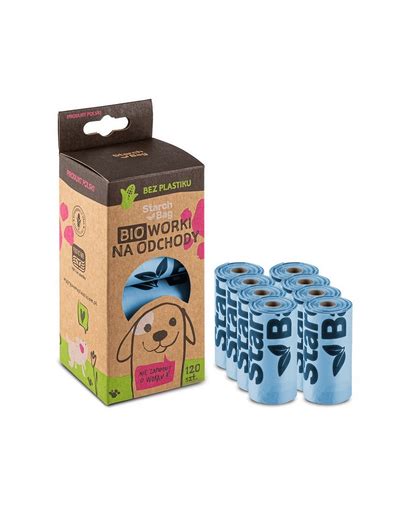 Starch Bag Saci Bio Compostabili Pentru Fecale Caini 8 Role Albastru