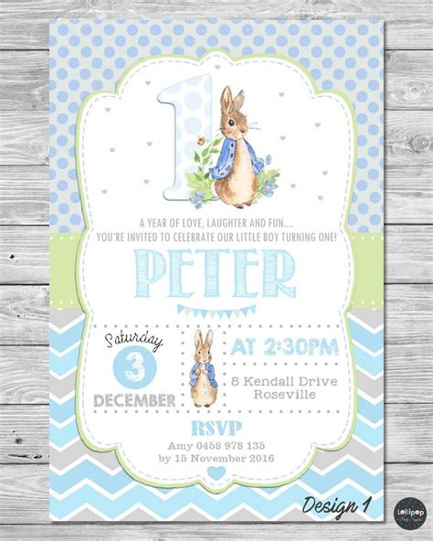 peter rabbit first birthday invitations | Best 25+ 1st birthday party ...