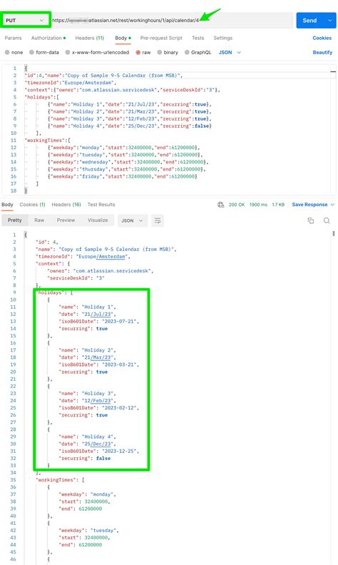 Update Holidays Of All Jsm Projects Calendars Via Rest Api Jira Atlassian Documentation