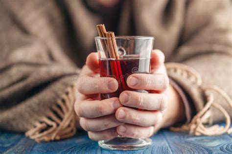 Man Drinking Hot Red Wine With Spices Stock Photo Image Of Homemade Grog