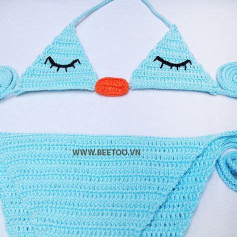 Bikini len móc cho bé ý tưởng bikini màu sắc áo crop top