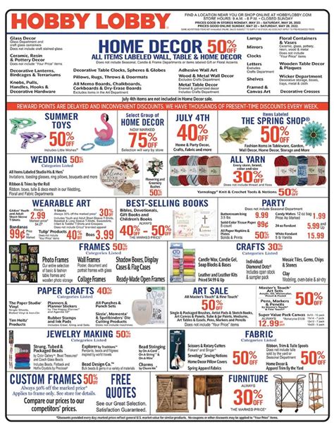 Hobby Lobby Weekly Ad Off Home Decor