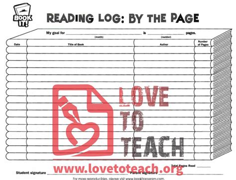 Book It Reading Log By The Page