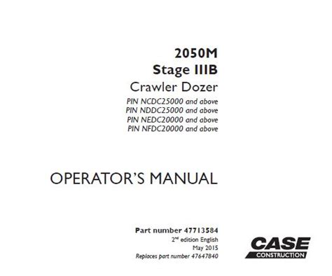 Case 2050M Stage IIIB Crawler Dozer Operators Manual Service Repair