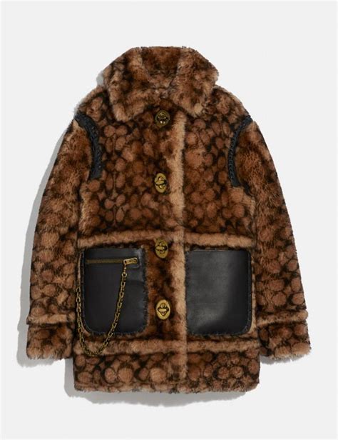 Signature Shearling Coat Coach