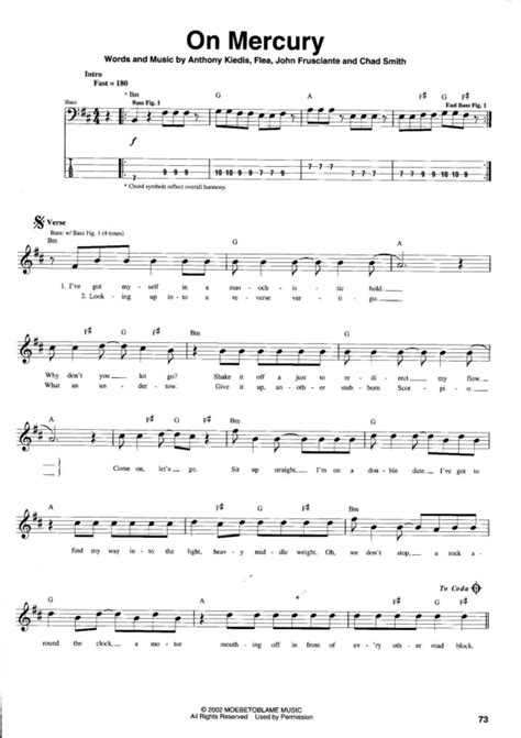 Super Partituras On Mercury Red Hot Chili Peppers Anthony Kiedis