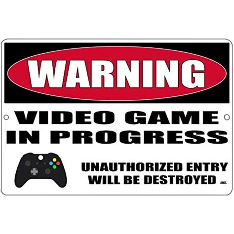 Rogue River Tactical Funny Video Games Metal Tin Warning Sign Wall