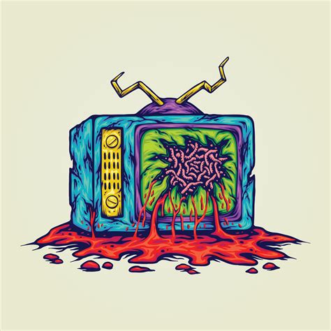 Creepy monster tv monitor logo cartoon illustrations 21859868 Vector ...