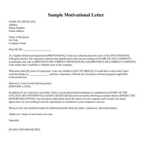 18 Free Sample Motivation Letter Templates Word PDF American