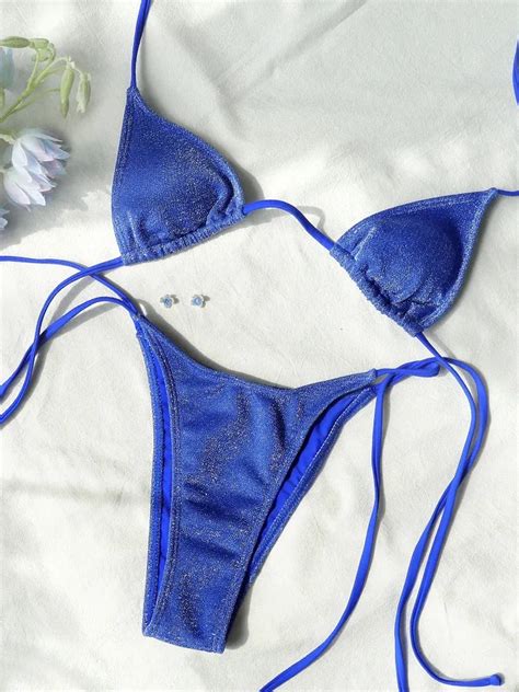 Miyouj Shiny Triangle String Bikini Swimwear Sets Bandage Two Piece Swimsuit For Women Perfect